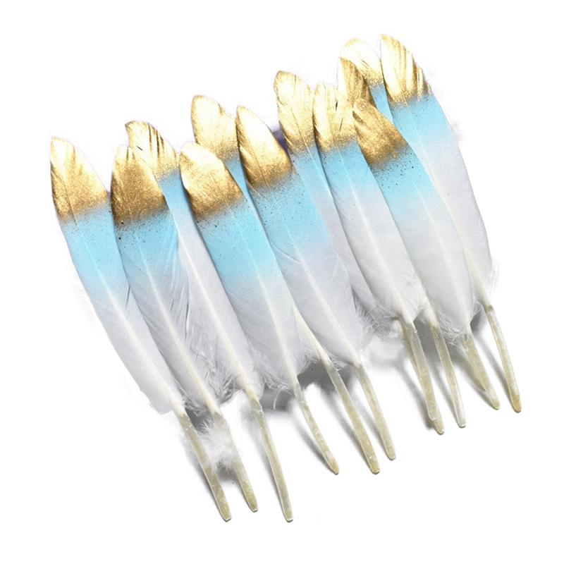 10Pcs/Lot Silver Gold Duck Feathers For Decoration Goose Feather Craft Black White Jewelry Creation Handicraft Accessories Decor