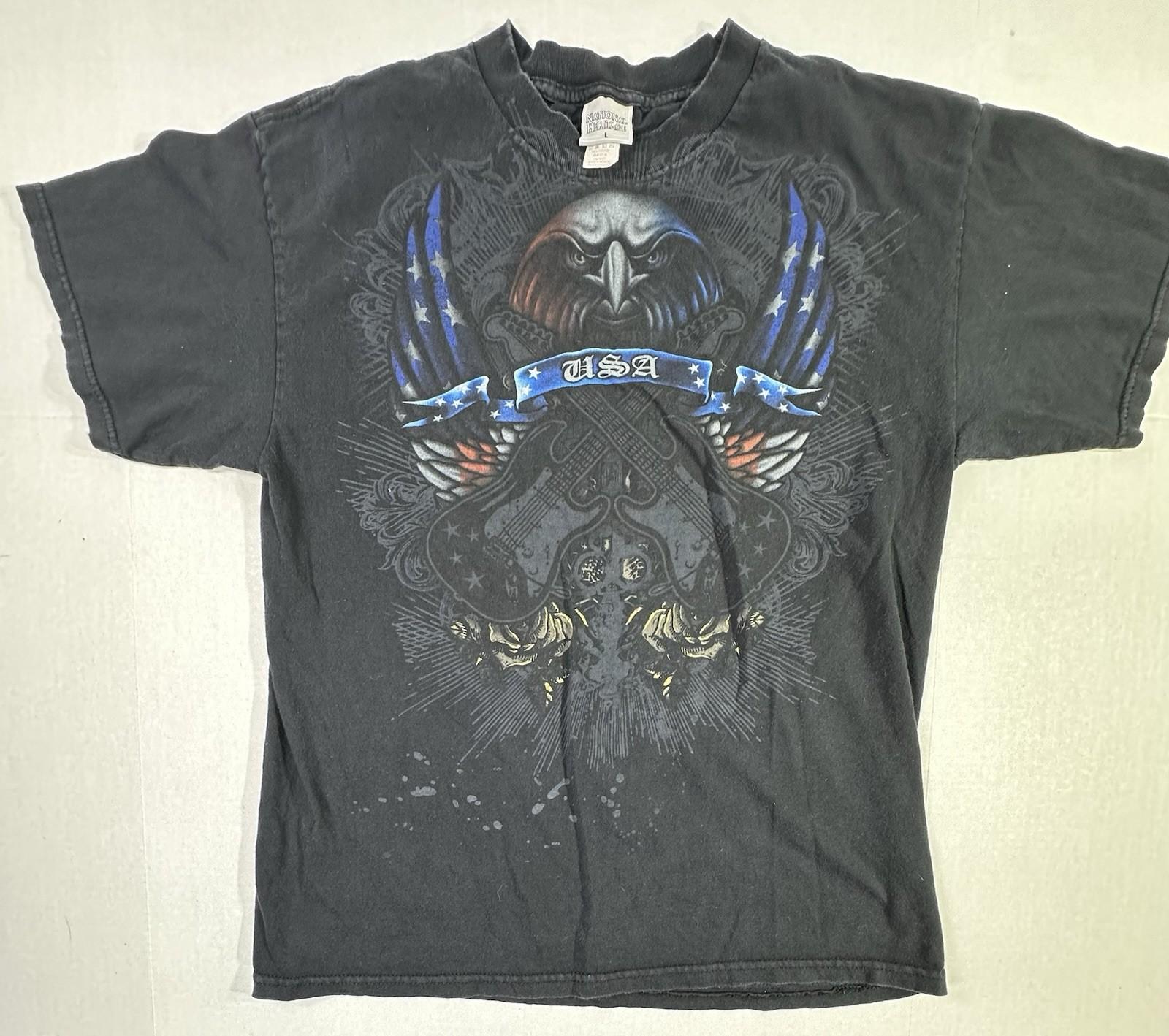 Vintage USA Eagle Graphic National Heritage Patriotic Flag Black L Unisex T-Shirt XXXXL