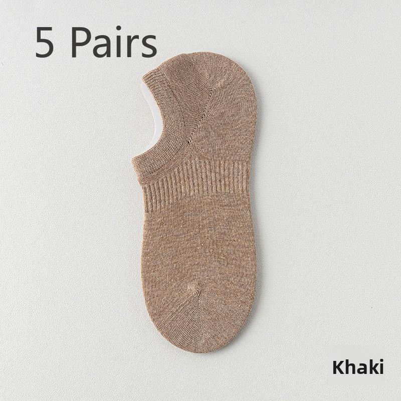 5 Pairs of Women's Summer Thin Mesh Breathable Pure Cotton Boneless Heel Shallow Mouth Invisible Socks