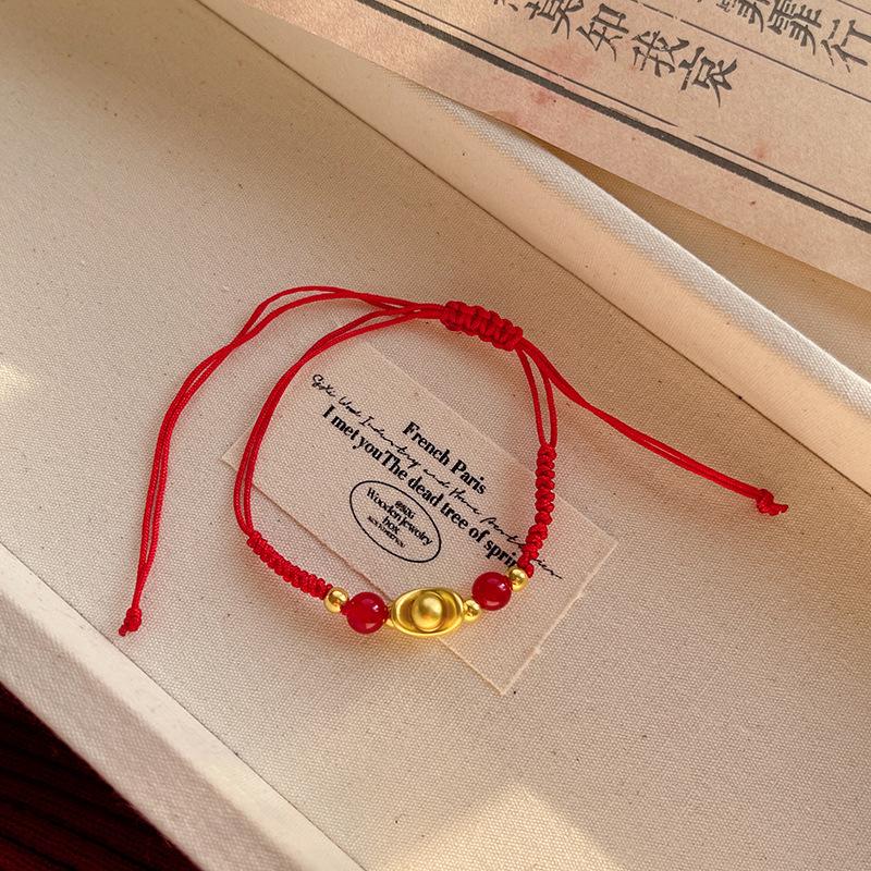 Kinesiskt nyår Rött snöre Armband För Zodiakår Glädjefullt Säkert Vävrep Armband Ormens År