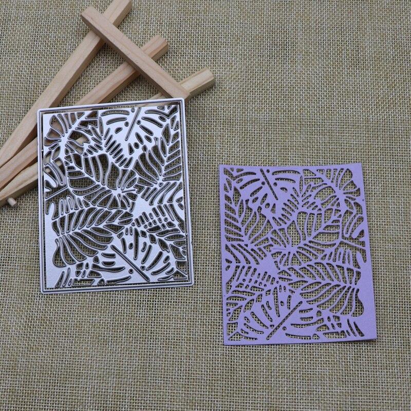 Leaves Frame Metal Cutting Dies Rectangle Stencil Scrapbooking DIY Album Stamp Paper Card Embossing