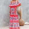 Women Dress Floral Print Off Shoulder Temperament Strapless Slim-fitting Sundress for Party