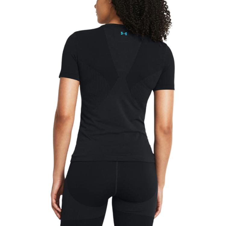 Under Armour Solid Color Breathable Crew Neck Short Sleeve T-Shirt Women Tops Black 1383637-001