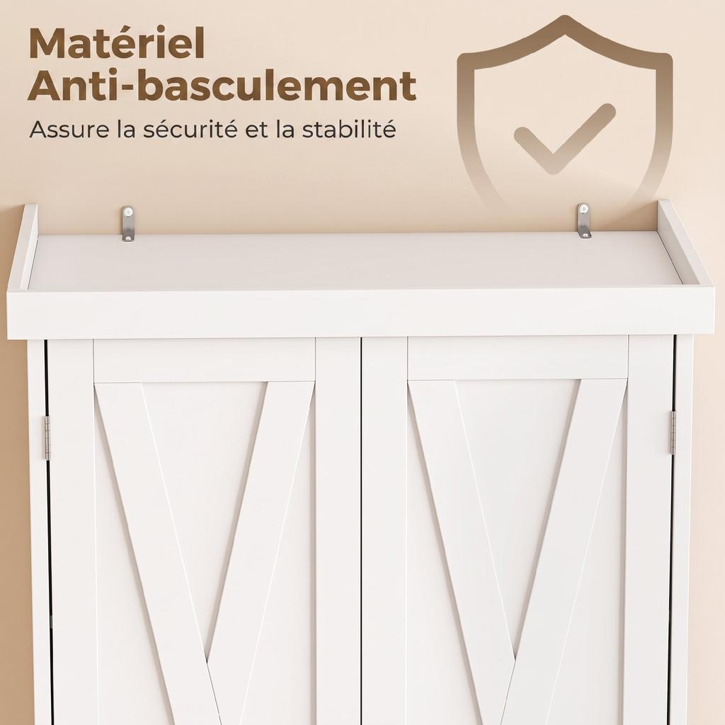 High Kitchen Buffet, 4 Doors, Drawer, 62 x 38 x 173 cm, White
