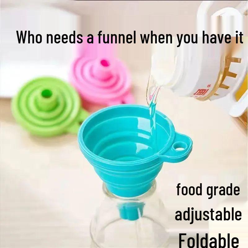 Складная телескопическая силиконовая воронка для кухни - Многофункциональная и компактная для разлива жидкостей, масла и вина. Small Unpacked