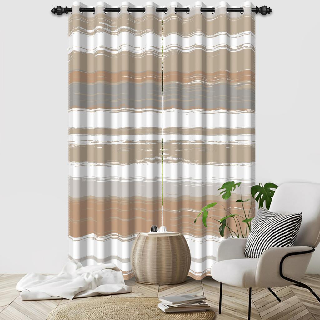 Set Of 2 Abstract Striped Pattern Curtains Multiple Colors Top Living Room Bedroom Decor Rod Pocket Curtain With Grommet Light Blocking Polyester