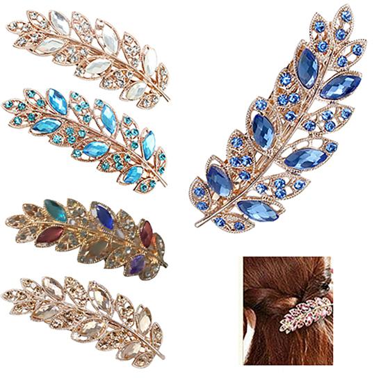 Moda damska Kwiat Liść Kryształ Rhinestone Spinka do włosów Spinka do włosów Biżuteria