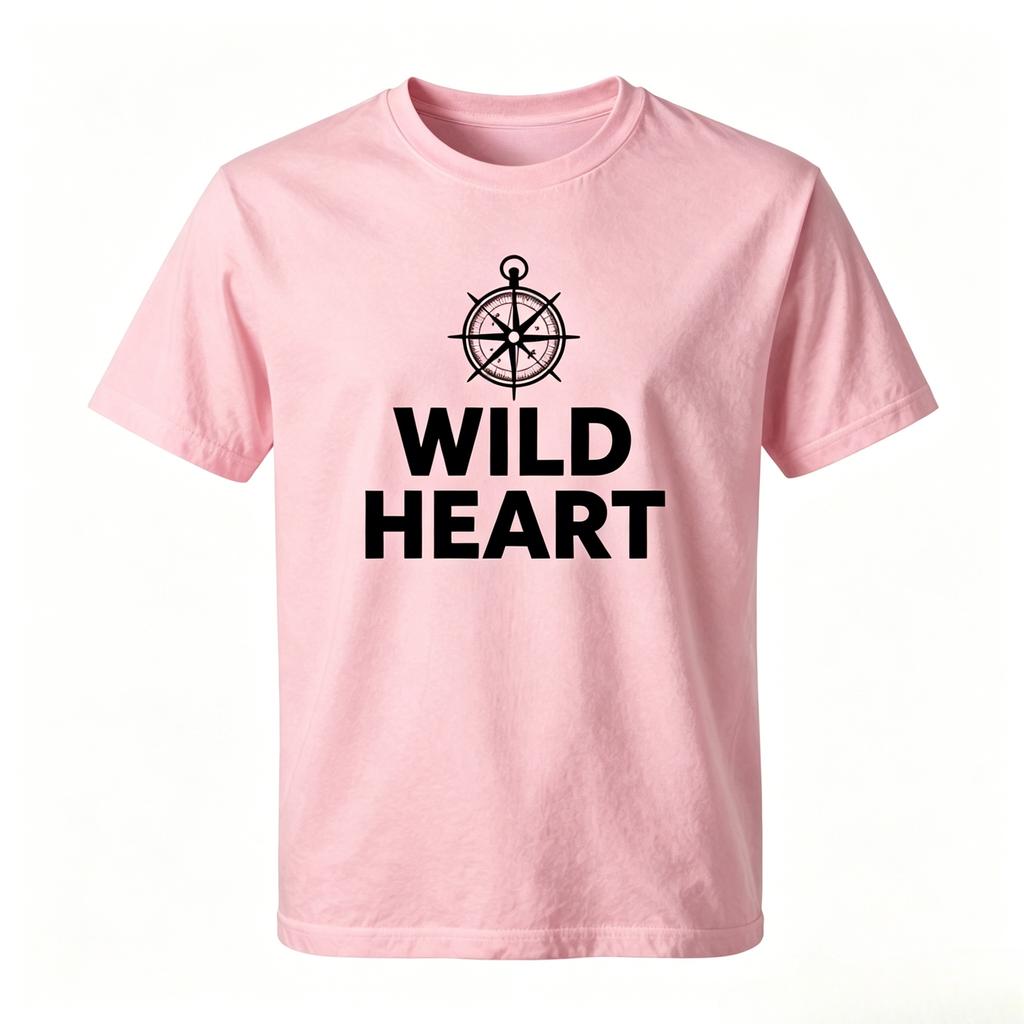 Unisex 100 Cotton Tshirt Wild Heart Vintage Compass Graphic Print Oversize Outdoor Adventure Short Sleeve Tee