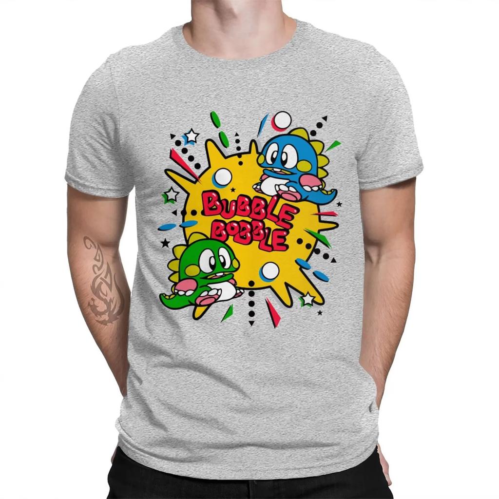 70s 80s Arcade Game Bubble Bobble T-Shirt Men Women Cotton Short Summer Sleeve Casual Plus Size Shirt Soft Cotton Fabric Versatile for Daily Looks