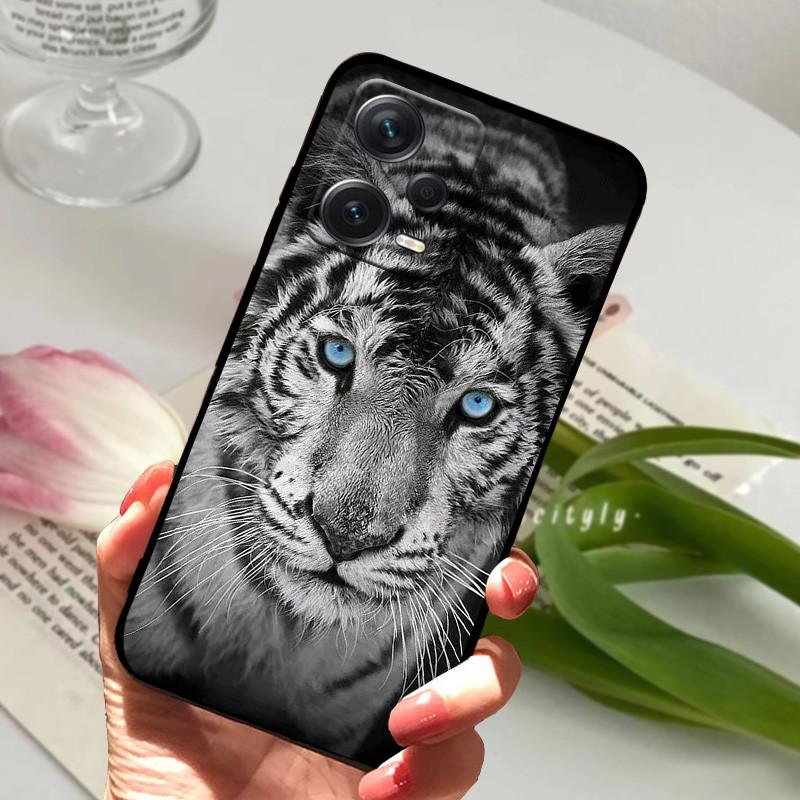 Pro pouzdro Redmi Note 12 Pro 5G Kryty Note12 Silikonové černé TPU Zvířata Kryt pro Xiaomi Redmi Note 12 Pro+ 5G Plus Fundas Měkké