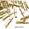 Mini Plastic Clips, 100 Pieces Utility Photo Clips Paper Peg Clothes Line Clips - 3.5 x 0.5 x 0.7cm, Gold