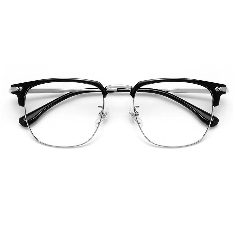 With Internet celebrities plain face metal alloy degree round face half frame thin frame men's glasses women's trend