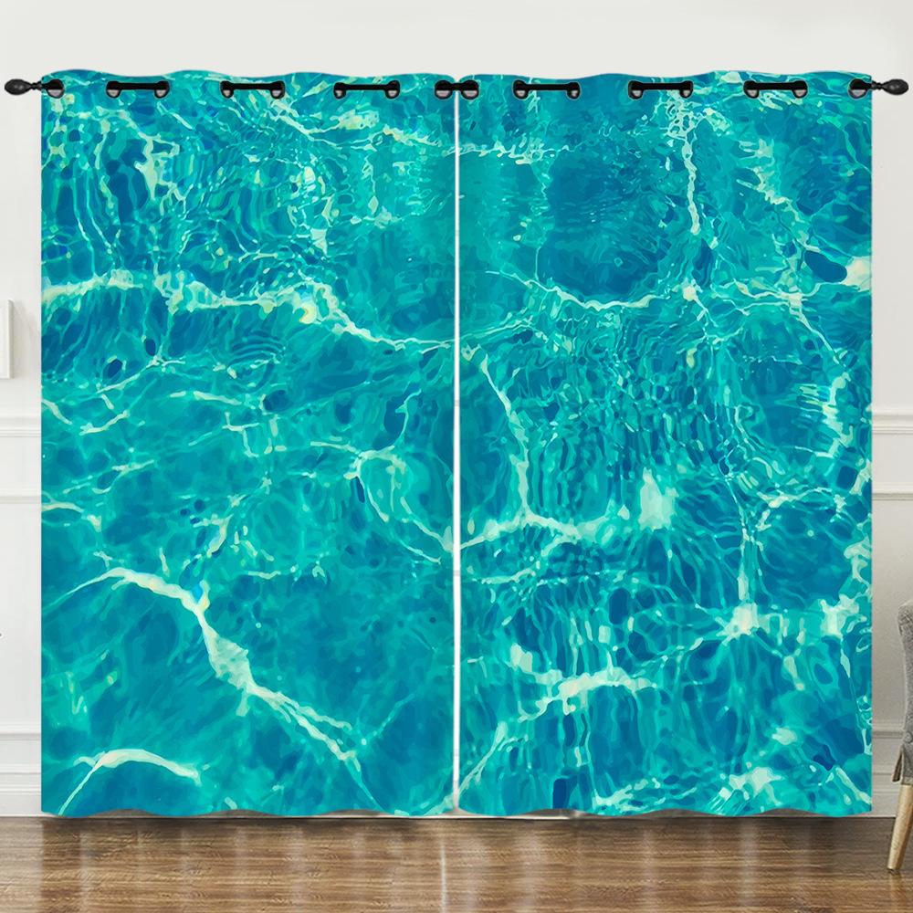 

Штора Волна 3D Цифровая Печать Блэкаут Штора На Люверсах 97cm*114cm*2