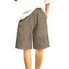 Women's Fashion  Color Pocket Five-Foot Loose Elastic Waist Cotton Linen Shorts