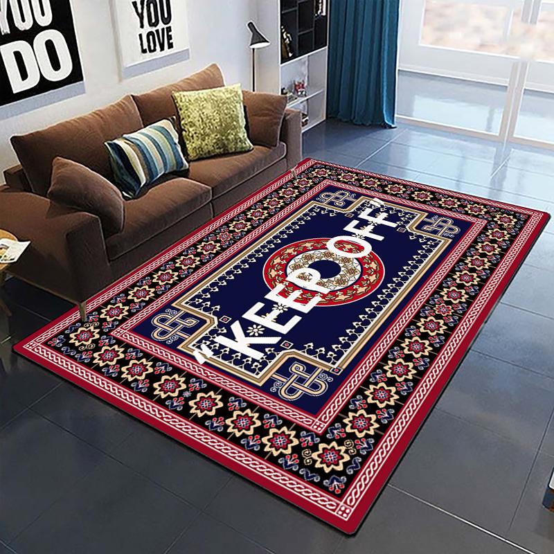 Vzor Drž se dál Dekorativní Čtvercový Koberec Moderní Dům Obývací Pokoj Podložka na Podlahu Ložnicový Koberec Umělecký Plakát Podložka Dárek pro Fanoušky Alfombra