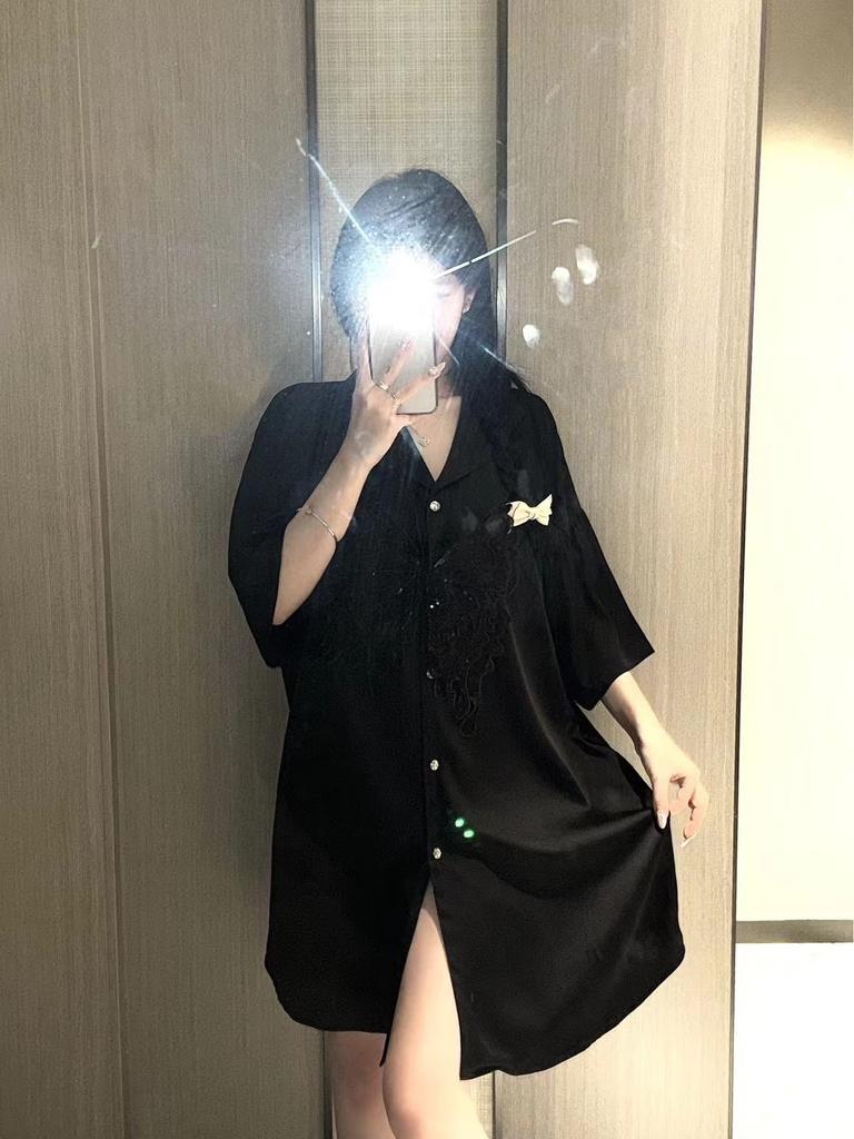 Sexy Pajamas Women's Summer Shirt Pajamas Summer Women's New Lace Short Sleeves Large Size Outer Wear Advanced Sense