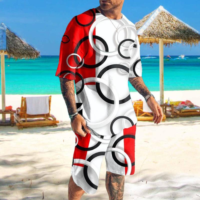 European and American Summer Plus Size T-shirt Set 3D Printed Trendy T-shirt Fashion Casual Set