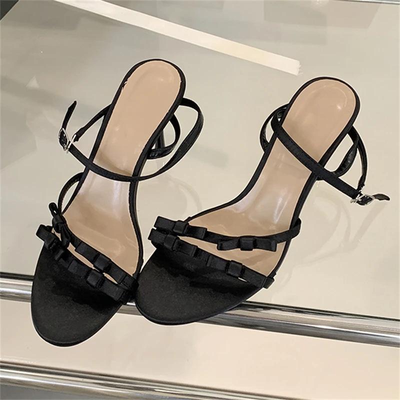 Pesstwei Open Toe Narrow Band Women Sandals Fashion Buckle Strap Thin High Heels Dress Stripper Ladies Summer Shoes Size: 40