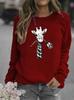 Women's Giraffe Animal Round Neck Hoodie