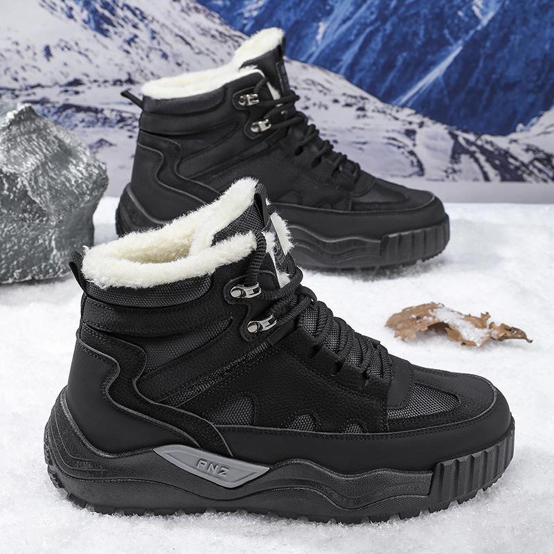 

Fleece snow boots men s shoes high-top shoes men s thick-soled thickened thermal cotton shoes casual short boots Martin boots men s 44