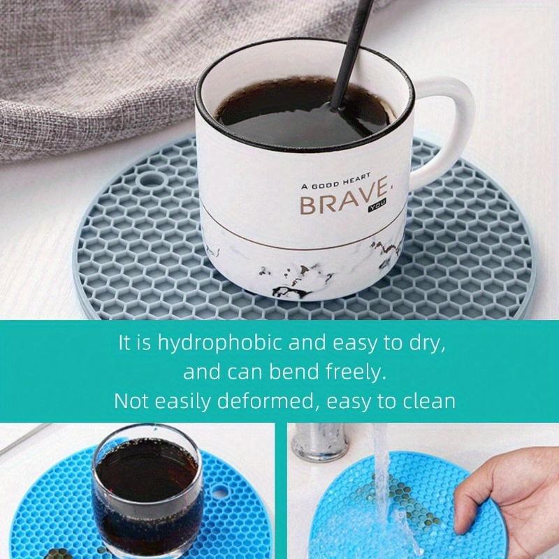 Silicone Insulation Pad, Modern Black Honeycomb Textured Round Anti-Slip Hot Pot Mat For Table