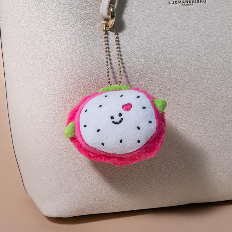 Fruit Plush Toy Keychain - Persimmon, Apple, Banana Backpack Accessory