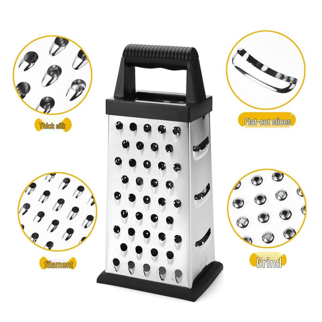 8" & 9" Stainless Steel Four-Sided Cheese & Fruit Grater, Multifunctional Slicer Kitchen Tool