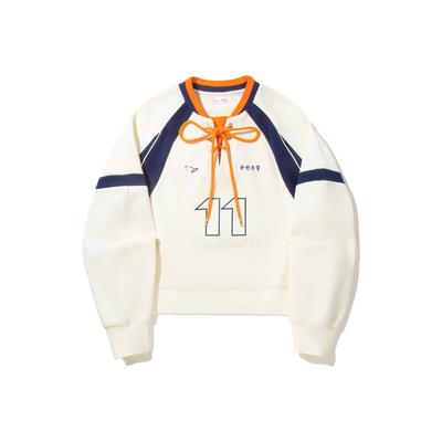 Li Ning Trendy Sports Series Color Block Letter Number Soft Breathable Versatile Loose Sweatshirt Women Sweatshirt AWDVE50-1