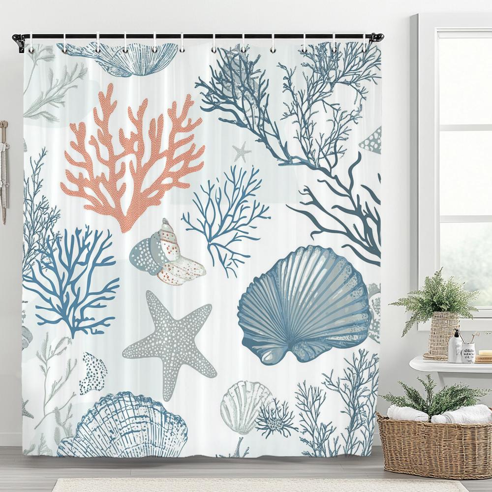 

Underwater World Turtle And Hippo Fish Shower Curtain, Ocean Bathroom Decor Shower Curtain, Waterproof Shower Curtain With Hooks W60H190(CM)-1 Pcs