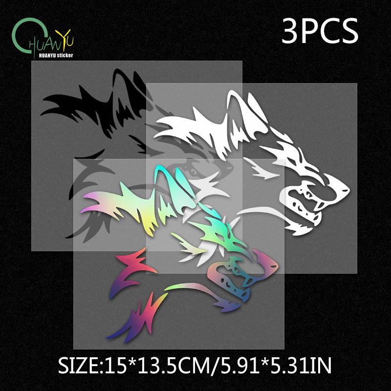 Creative wild beast wolf head car sticker; car and motorcycle bumper  modification decoration reflective sticker