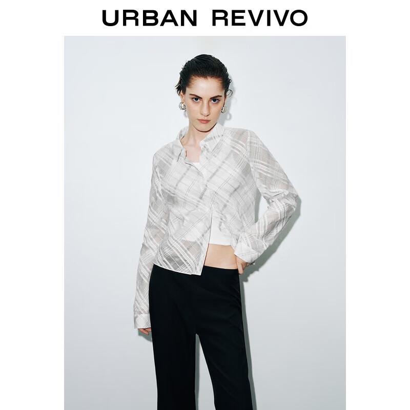 UR 2025 Autumn Women s Retro Plaid Button-Front Shirt S