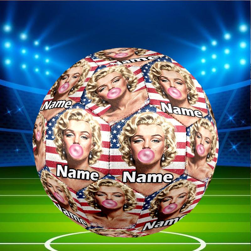 Custom Name Personalized Marilyn Monroe Print Size 5 Soccer Ball Training & Match Football, for Team, Kicking, Gift for Football
