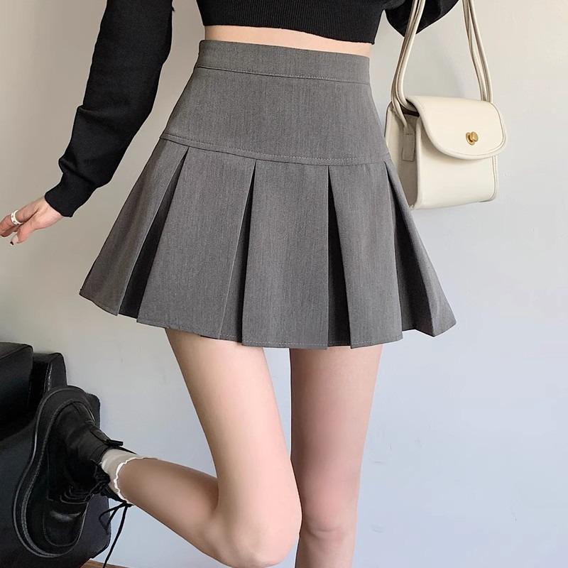 

Women s Spring 2025 Pleated High Waist Short Skirt - Anti-Exposure, Slimming Flared Design L
