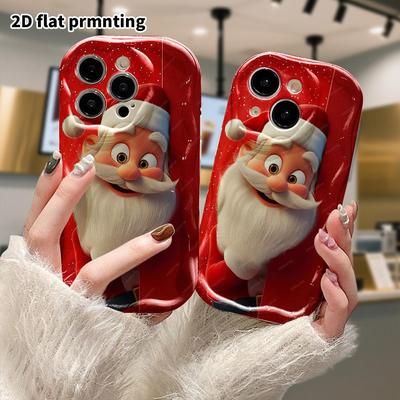 Phone Case: 2D Flat Design, Fits iPhone 18, 17, 16, 15, 14, 13, 12 Pro, Phone Decoration, Peekaboo Santa Claus, Halloween and Christmas Gifts