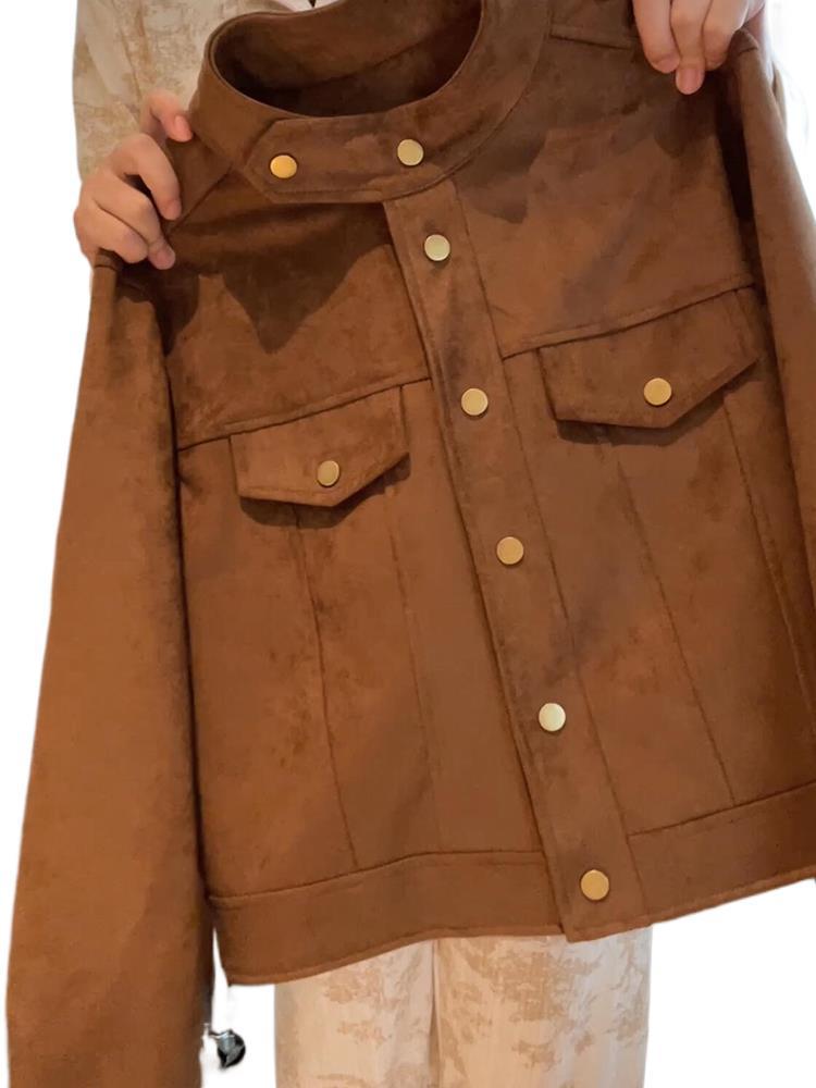 Women's High-End Suede Jacket - Chic Spring/Autumn Petite Fashion 2025