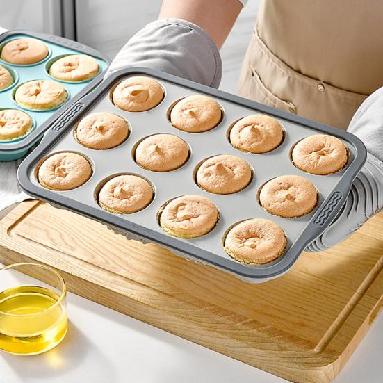 Cupcake Maker Mold Silicone Muffin Pan for Baking, 6/12-Cavity Easy Release Cake Flexible Baking Cups Mold, Food Grade Nonstick Kitchen