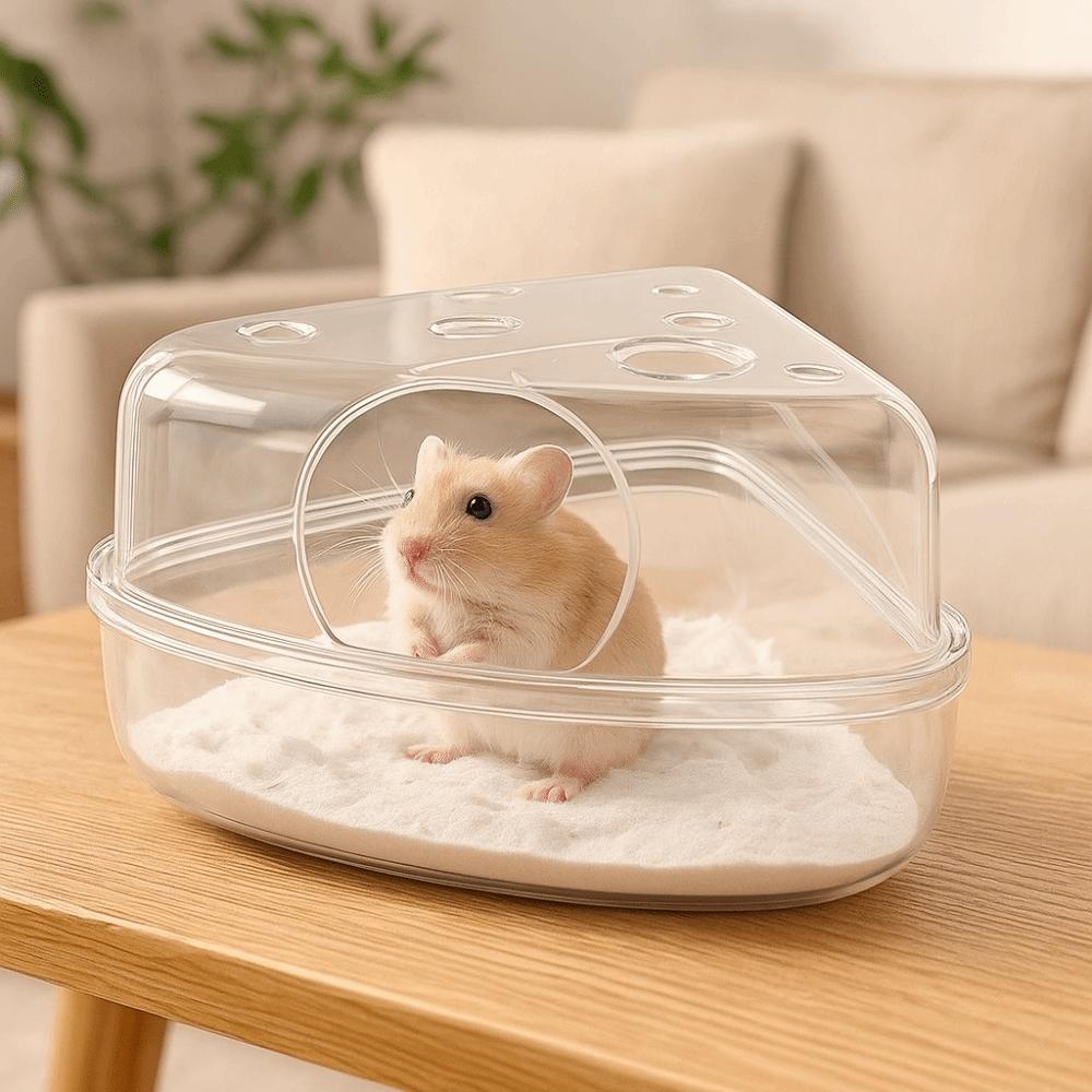Escape-Proof Pet Bath Container Anti-spill Hamster Toilet  for Mice Gerbil Golden Bear