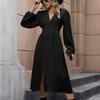 Yiyi V-neck Button Skirt New Women's Autumn Waist Split Dress