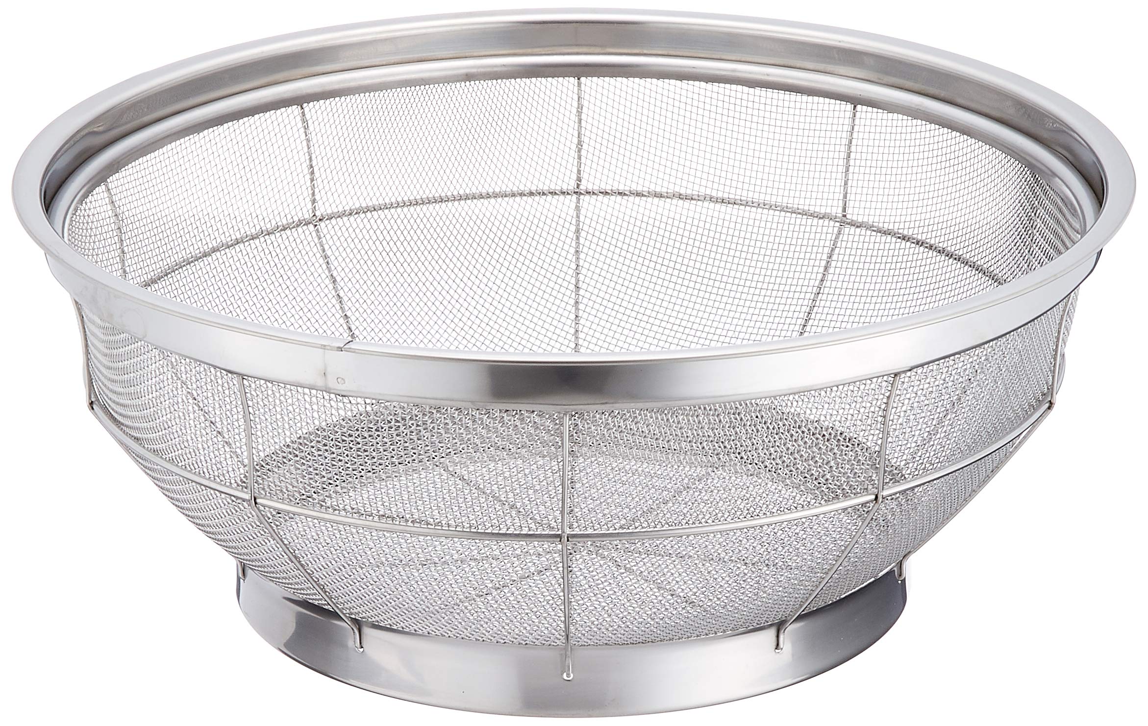 Endo Shoji New Mammoth Shallow Stainless Made in AZL4333 Strainer, 33cm, Steel, China, Silver,