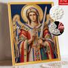 5D Framed Pearl Painting Kit Archangel Michael Guardian Sword Pattern Sparkling Bead Art Canvas Ready to Display Romantic Home Decor Gift