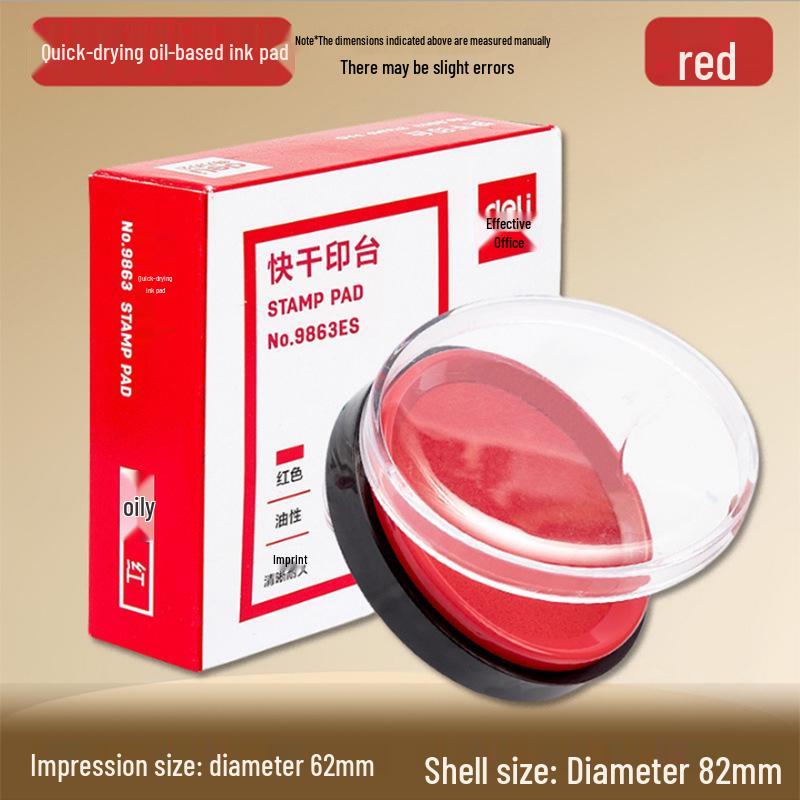Deli 9860 Red Quick-Dry Ink Pad for Stamps & Fingerprints