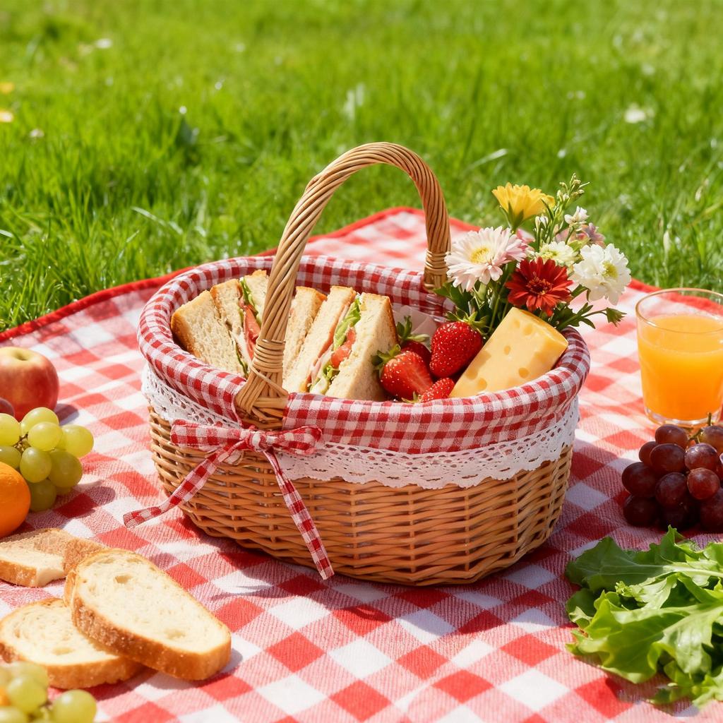 Pleciony kosz, Ręcznie robiony kosz do przechowywania z uchwytami i lnem, Wielofunkcyjny pojemnik na chleb i owoce, Idealny na spotkania rodzinne