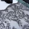 3m X 27.5cm Black Chantilly Lace, Inelastic Scalloped Nylon Lace Fabric with Eyelash for Sewing, Bra, Underwear, Lingerie, Dress, Garment, Crafting