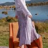 Sancai Plus Size Pleated A-Line Maxi Skirt