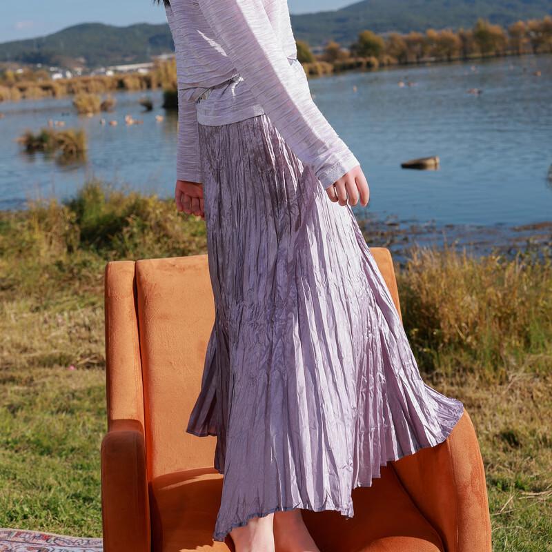 Sancai Plus Size Pleated A-Line Maxi Skirt