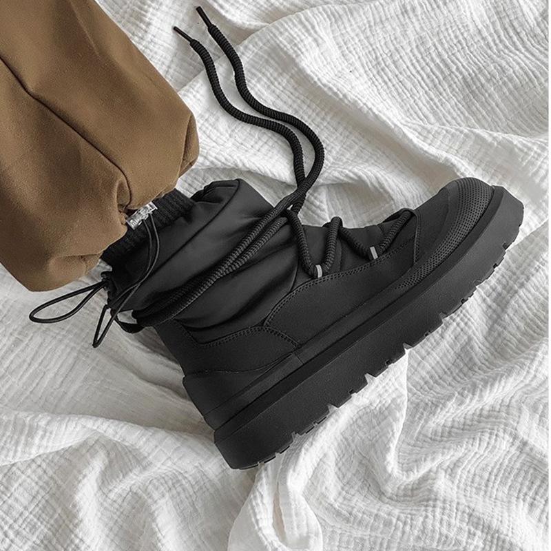 Winter velvet thickened snow boots thermal cotton shoes thick-soled black functional wind waterproof Martin boots