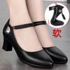Spring Soft Leather Women's Comfort Soft Bottom Single Shoes Mom High Heels Autumn New Buckle Causal Leather Shoes