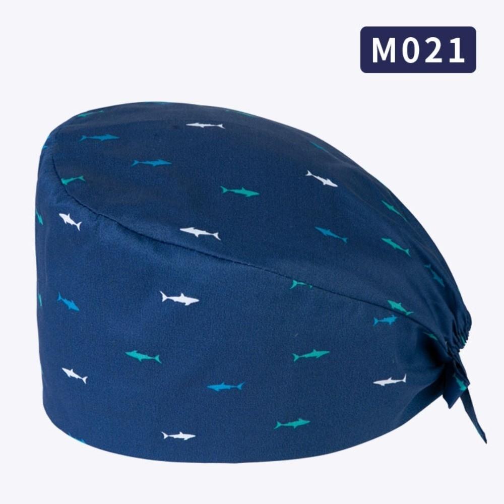 Unisex Cartoon Printing Scrub Cap Adjustable Buckle Print Design Lab Scrub Hat Breathable Soft Pure Healthcare Hats Pet Hospital