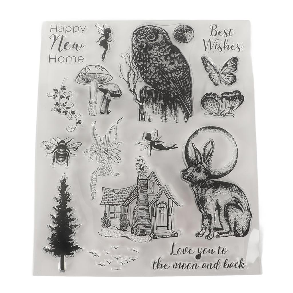 Şeffaf Damgalar Şeffaf Baskı Peri Baykuş Tavşan Peri Çoklu Desenler Kart Yapımı için Şeffaf Damga