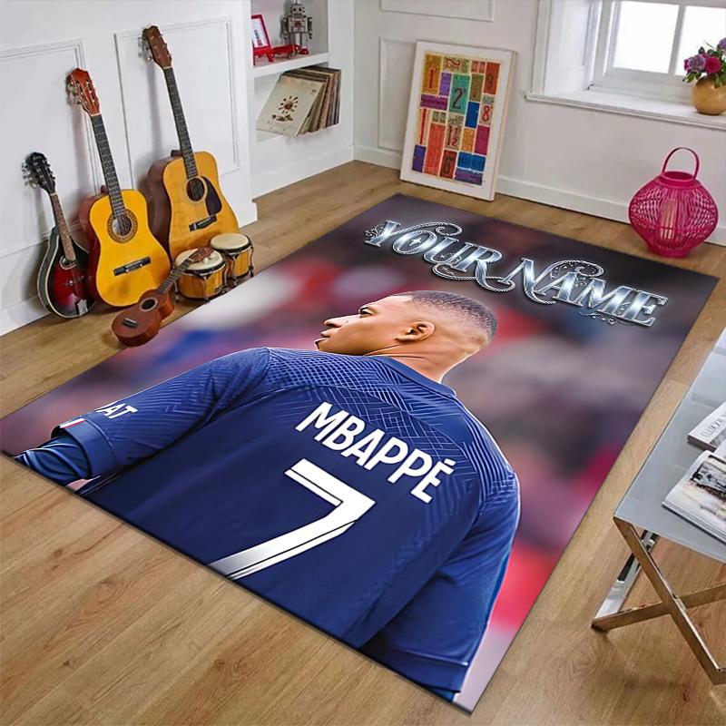 M-Mbappe Design Area Rug Personalized Name- Non-Slip, Soft & Cozy Floor Mat for Living Room, Office - Indoor/Outdoor Carpet